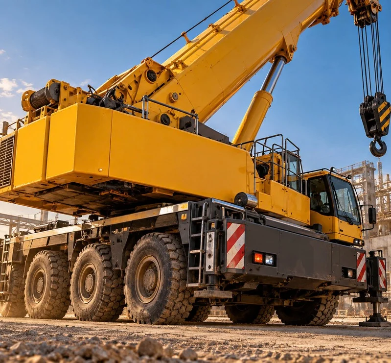 Mobile crane at a construction site